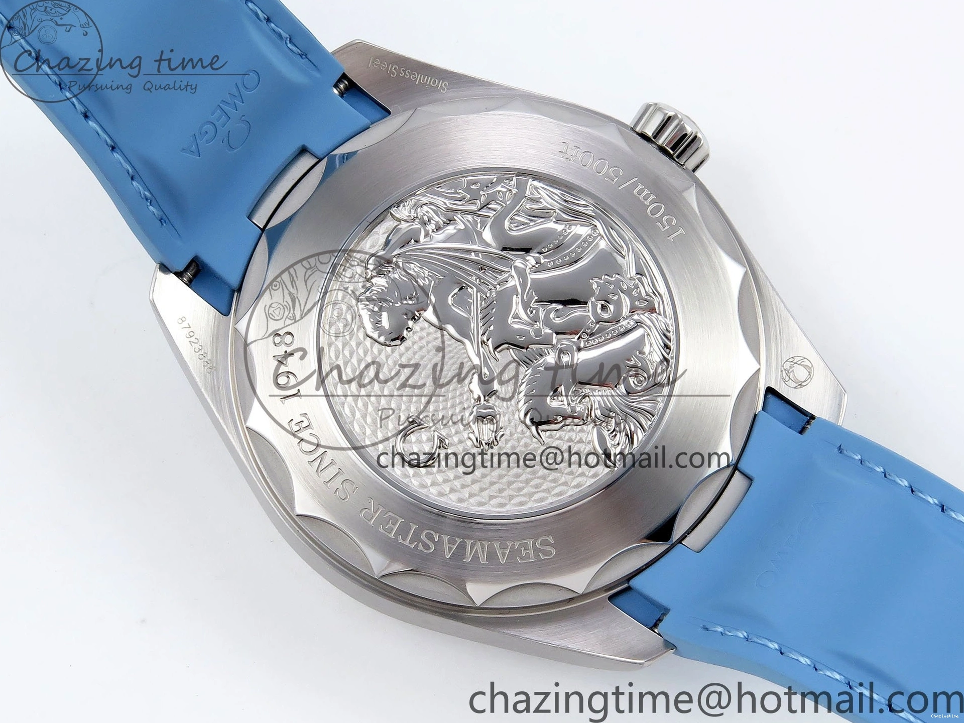 0201 GoAnywhere Aqua Terra GMT Worldtimer 43mm VSF 1:1 Best Edition Summer Blue Dial on Blue Rubber Strap A8938 Super Clone 7722